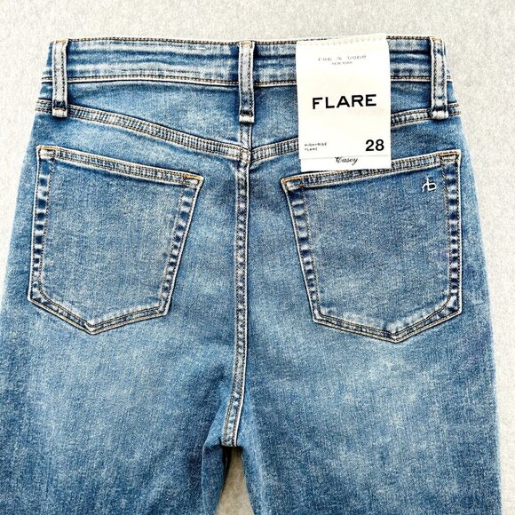 Rag & Bone Casey High Rise Flare Jeans Size 28 Pebbles Wash Raw Hem Ankle Denim - Picture 11 of 16